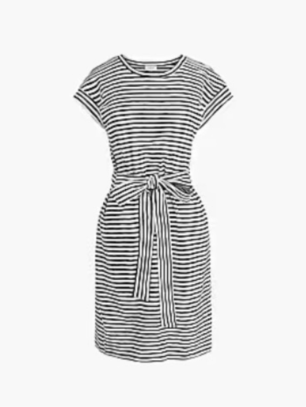 J CREW Short sleeve striped tie waist T shirt dress in black white Size XL